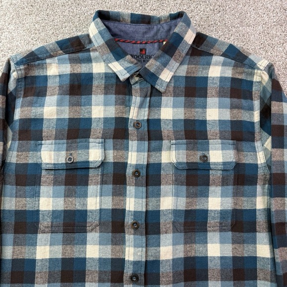 Woolrich Shirt Mens Large Blue Plaid Button Down‎ Flannel Trout Run Outdoor Work - Picture 4 of 13